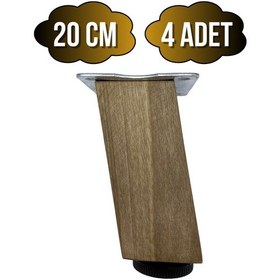 Resim Kale Eğimli Ayarlı Ahşap Ayak Mobilya Masa Ve Dolap Ayağı 20cm 4 Adet Koyu Ceviz Ceviz Ağacı Ceviz 