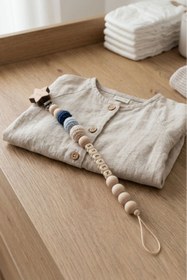 Resim My Kids Room İsme Özel Doğal Ahşap Emzik Zinciri - Kişiye Özel Bebek Emzik Askısı ve Tutucu 