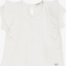 Resim Breeze Kız Bebek Tişört Fırfırlı Nakışlı Güpürlü 6 Ay-2 Yaş, Ekru-ekru Ekru 