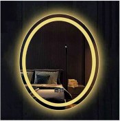 Resim Dnr-Mirror80x100 Cm Buğu Yapmayan Dokunmatik Tuşlu Kumlamalı Beyaz Ledli Elips Banyo Aynası 