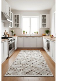 Resim Yağmurser Ekselans Yumuşak Dokulu Kaymaz Taban Halı Yolluk 3047 Vizon Çok Renkli 