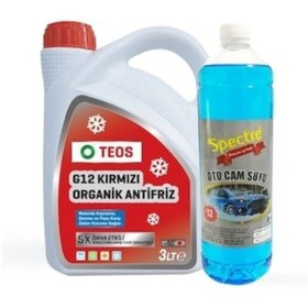 Resim SPECTRE Teos -40° Organik Kırmızı Antifriz 3 lt + 1 lt Cam Suyu Hediye 