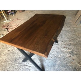 Resim Bintaşmobilya Ceviz Rengi Gürgen Ağacı Kütük Masa Imalatı 80X120.Cm 