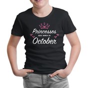 Resim Princess Born in October - Heart Siyah Çocuk Tshirt 