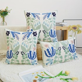 Resim 1 Adet Canlı Çiçek Nakışlı Yastık Kılıfı - Ülke Tarzı, Makinede Yıkanabilir Polyester, Fermuarlı Kapatma, Tatil Partileri & Çok Yönlü Ev Dekoru İçin Mükemmel, Çok Renkli 