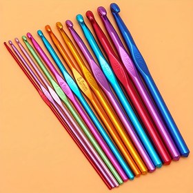 Resim 5 adet 9 adet Renkli Alüminyum Örgü Çubuğu Yüksek Kaliteli Metal Örgü Çubuğu Evde El Yapımı Örgü Çubuğu Kalın Örgü Çubuğu Tam Örgü Çubuğu DIY Örgü Araçları 