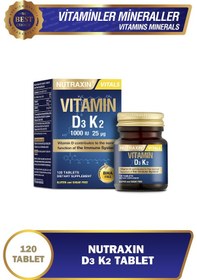 Resim Nutraxin D3K2 120 Tablet - 1000 IU D3 + 25 mcg K2 Vitamini İçeren Takviye 