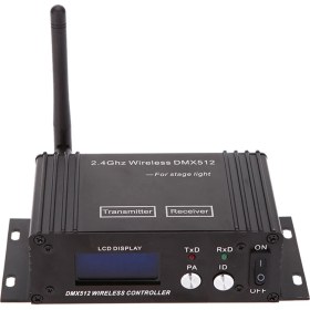 Resim Ipoearthu 2.4g Kablosuz Dmx 512 Kontrol Verici Alıcı LCD Ekran Güç Ayarlanabilir Tekrarlayıcı Aydınlatma Kontrol Cihazı Abd Fişi (Yurt Dışından) 
