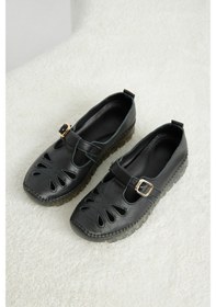 Resim Tonny Black Rahat Kalıp Hakiki Deri Tokalı Loafer Kadın Siyah Loafer Tbkcld06 