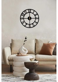 Resim Latin Rakamlı Dekoratif Ahşap Duvar Saati Siyah 