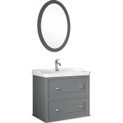 Resim Kale Mıro 80 cm Set (Lavabo Dolabı+Ayna) Mat Gri 