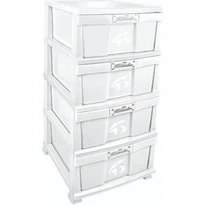 Resim Saral Büyük Boy Düz Beyaz Plastik Çekmeceli 4 Katlı Sebzelik Komidin Şifonyer Mutfak Dolabı 