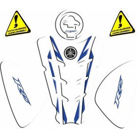 Resim Redline Grafik Yamaha R25 Tank Pad Set Depo Kapağı Ve Yan Pad Mavi - Beyaz 