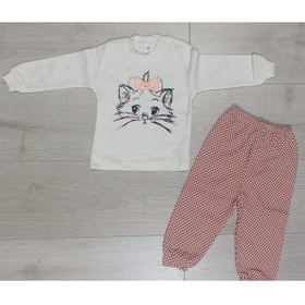 Resim NİKUBY BABY Kedi Baskılı Kız Bebek Pijama Takım 