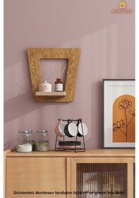 Resim Ahşap Dekoratif Duvar Rafı Mtsv-986 Açık Kahverengi 