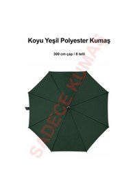 Resim Koyu Yeşil Polyester Kumaş 300 Cm / 8 Telli Makaralı Şemsiye İle Uyumlu 
