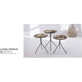 Resim Zigon Osm Yuvarlak Model Parlak Ahşap Mermer Mdf Tabla Metal V A (410224905) 