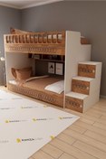 Resim MEDEFE HOME Ranza Modelleri, Mdf Korkuluklu, Cnc Desenli Junior Mona Ranzacom, 90*190 Ranza 