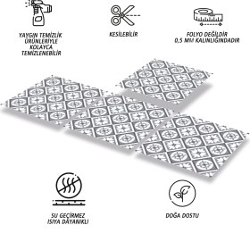 Resim Tink Kendinden Yapışkanlı Mutfak Banyo Kaplama Geometrik 038 Desenli Pvc Karo 30x30 cm 11 Adet 1m2 