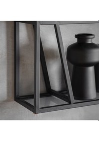 Resim Miranda Siyah Metal&cam Duvar Rafı 