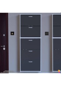 Resim Modilayn Verve Asma Kapı Önü 72x 194 X26 Cm Lik 5 Düşer Kapak 10 Göz Bölmeli Ayakkabılık Antrasit - Beyaz 