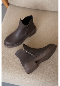 Resim D0899 Soğuk Geçirmez Kışlık Kadın Bot & Bootie Kahverengi 