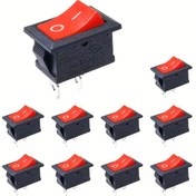 Resim 10 adet On/Off Tekne Sallantı Anahtarları - 2 Pin 2 Konumlu Düğme SPST - 6A 250V AC T85-10A 125V AC 1E4 - Toggle Anahtar KCD1 