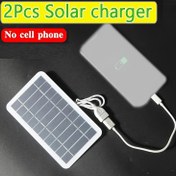 Resim 2 Adet [Güneş Şarj Cihazı] Taşınabilir Güneş Paneli 1 Adet 5V 2W | USB Güvenli Şarj Stabilizatörü ile Power Bank Telefon Kamp Ev için Hafif Dikdörtgen Güneş Paneli 