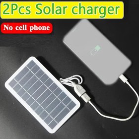 Resim 2 Adet [Güneş Şarj Cihazı] Taşınabilir Güneş Paneli 1 Adet 5V 2W | USB Güvenli Şarj Stabilizatörü ile Power Bank Telefon Kamp Ev için Hafif Dikdörtgen Güneş Paneli 