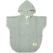 Resim Mint Çizgili Unisex Çocuk Müslin Panço 