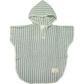 Resim Mint Çizgili Unisex Çocuk Müslin Panço 