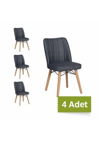 Resim Avenza Living Kare Gold Mutfak Sandalyesi 4 Adet Antrasit 