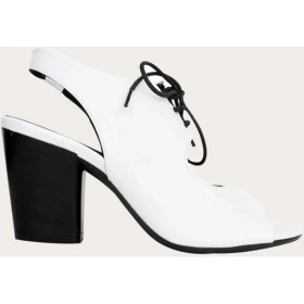 Resim Bueno Shoes Deri Beyaz Kadın Topuklu Sandalet 