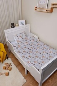 Resim Organik Çarşaflı Bebek Nevresim Takımı (100x150) - Uzayda Ayı 100 x 150 