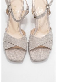 Resim Luvishoes Luvi Shoes Lisbon Altın Simli Çapraz Bantlı Kadın Platform Topuklu Ayakkabı Altın 