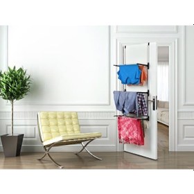 Resim Biricik 3 Katlı Kapı Arkası Alüminyum Çamaşır Kurutmalık Siyah 