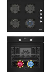 Resim Simfer 4 Fonksiyon Trend Dijital Siyah Power Turbo 2'li Ankastre Set ( Fırın + Ocak) 