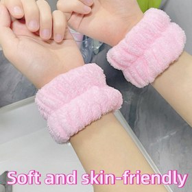 Resim 1 adet Yumuşak Mikrofiber Yüz Yıkama Bilekliği - Pembe, Sıçramaya Karşı Koruyucu & Nem Dirençli, Cilt Dostu Dokusu, Makyaj Temizleme ve El Koruma için İdeal 