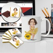 Resim Marilyn Monroe Karikatürlü Kupa ve Çikolata 