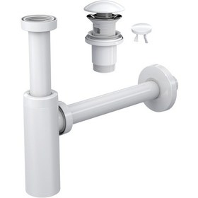 Resim Suera Moon Ayarlanabilir Lavabo Sifonu + Elixir Pop-up Set Mat Beyaz- Taşma Delikli 