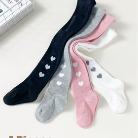 Resim 4'lü Paket Kızlar İçin Hafif Düz Renkli Taytlar - Sevimli Kalp Desenleri, Yumuşak, Esnek ve Rahat Okul, Günlük Giyim için, Kız Çocukları için Taytlar,Kız Çocuk Taytları,Kızlar için kışlık taytlar 