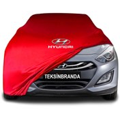 Resim ULTRASHOP Hyundai İ30 Coupe (2013 - 2015) Kırmızı Kumaş Araba Branda Logolu Araba Brandası Penye Oto Branda 