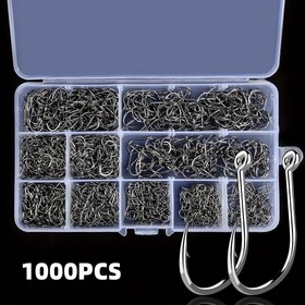 Resim 1000/1600/2000 adet Yüksek Karbonlu Çelik Balıkçılık saç tokası Seti - Yumuşak Solucan Yem için Dikenli Carp Fishhook - Sinek Balıkçılık Aksesuarları - Boyutlar 3-12# - Güçlü ve Dayanıklı 