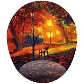 Resim Orman Sokak Lambası Ve Yalnız Bank - Bilek Destekli Tasarım Mousepad 20x23 Cm 