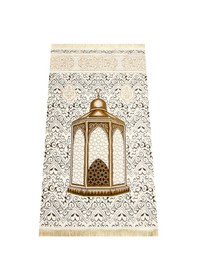 Resim Makamı İbrahim Modelli Ultra Lüks Krem Şönil Seccade 13 