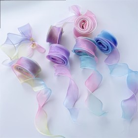 Resim Gökkuşağı Gradyan Tül Kurdele, 6cm Genişliğinde - DIY El İşleri, Hediye Paketleme & Tatil Süslemeleri için Mükemmel 