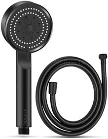 Resim Dark Duş Başlığı Seti - 175 cm Siyah Spiral Banyo Duş Hortumu + 5 Fonksiyonlu Yüksek basınçlı Su Tsarruflu Siyah El Duşu 