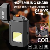 Resim SMILING SHARK Güçlü Şarj Edilebilir -C Hızlı Şarj Rüzgara Dayanıklı & Darbeye Karşı COB El Feneri ve Elektronik Ark Çakmaklı Kibrit - Kompakt Anahtarlık El Feneri ile Uzun Menzilli Işın, Tek Dokunuşla Kontrol, Sayısal Ekrana Benzer Arayüz, Tutma Kolu - Kamp, Balık Avcılığı, Yürüyüş Acil Durum Hazırlığı İçin Taşınabilir Gece Lambası (Dahildir) 