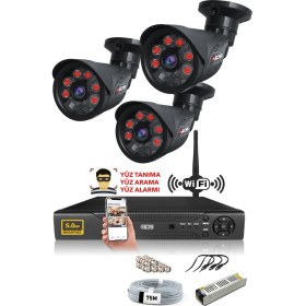 Resim Ids 3 Kameralı 5mp Sony Lensli 1080P Fullhd Güvenlik Kamerası Sistemi - Hard Disksiz 