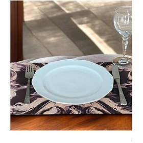 Resim 4lü Set Siyah Krem Keten Kumaş Dikdörtgen Amerikan Servis Tabak Altlık - Runner Supla 38x27 Cm Çok Renkli 